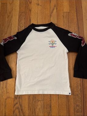 Icecream Black & White Raglan Long Sleeve Tee with Chest Graphic